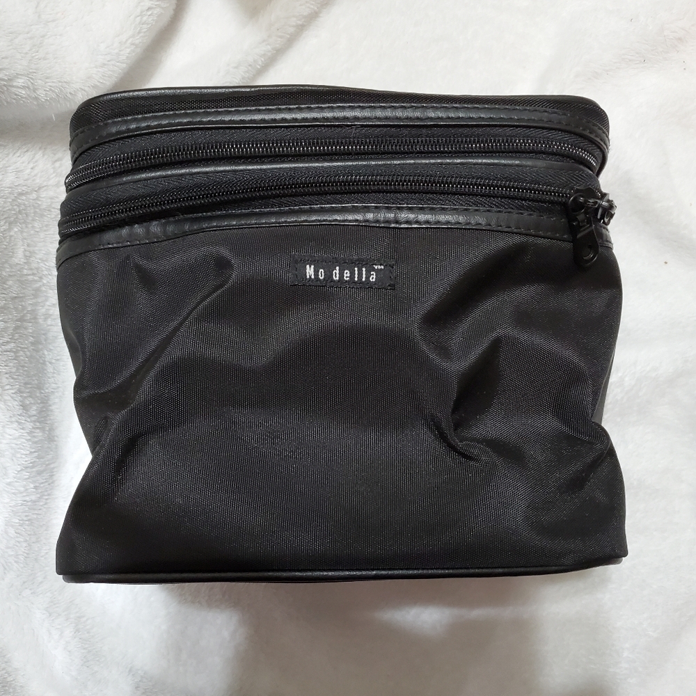 Modella Black Fabric Travel Bag With Travel Containers